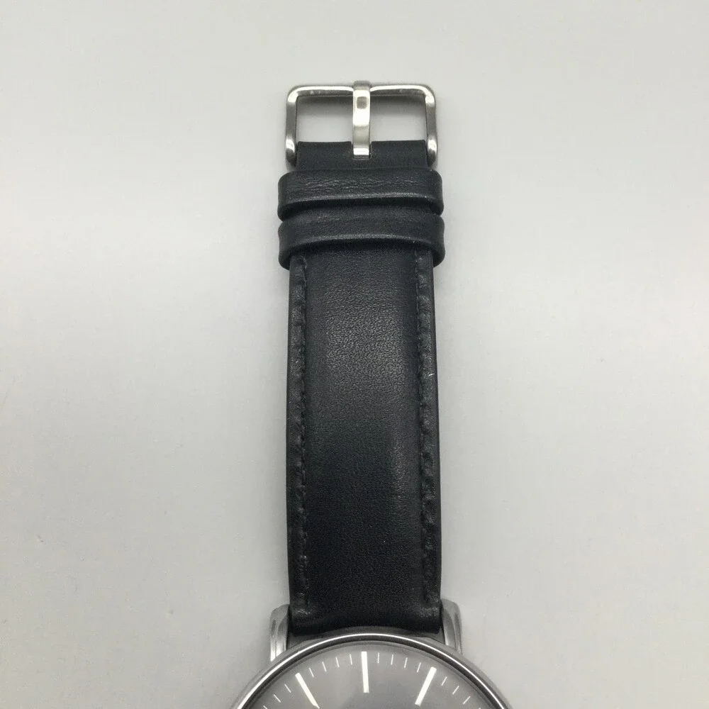 Burei S-19006M Mens Watch 41mm Black Dial Black Leather Date Dress New Battery